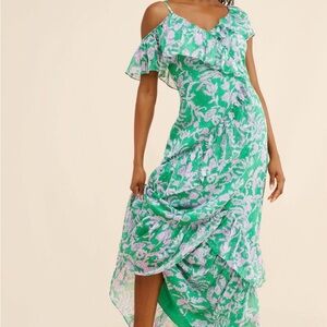 Floral Green and Pink Women's Dress